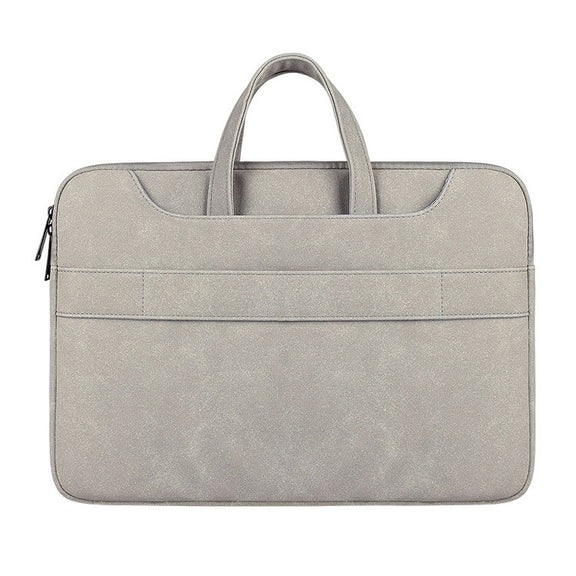 ST06S Water-resistant PU Leather Zipper Hidden Portable Strap One-shoulder Handbag for 13.3 inch Laptops, with Magic Stick & Suitcase Belt (Light Grey)