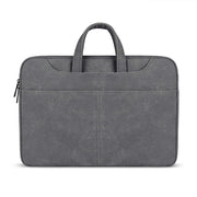 ST06S Water-resistant PU Leather Zipper Hidden Portable Strap One-shoulder Handbag for 14.1 inch Laptops, with Magic Stick & Suitcase Belt(Dark Gray)