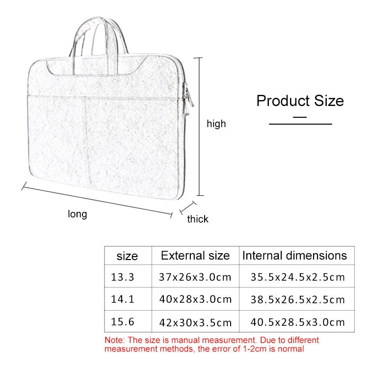 ST06S Water-resistant PU Leather Zipper Hidden Portable Strap One-shoulder Handbag for 14.1 inch Laptops, with Magic Stick & Suitcase Belt (Light Grey)