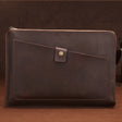 Universal Genuine Leather Business Zipper Laptop Tablet Bag For 12 inch and Below(Coffee) - 12.1 inch by PMC TechLife | Online Shopping South Africa | PMC TechLife | Buy Now Pay Later Mobicred