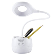 TGX-772 3-grade Brightness Touch Dimmer LED Desk Lamp, 28 LEDs Flexible Goose Neck Hollow Ring Design Eye Protection Light with Pen Holder / Small Night Light Function