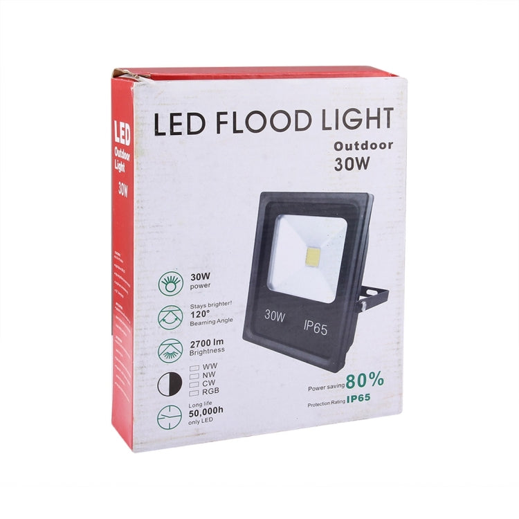 30W IP65 Water-resistant White Light LED Floodlight, 2700LM Lamp, AC 85-265V