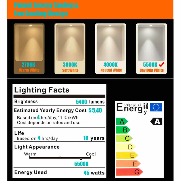 MANTOO PGL45 45W 120V 5500K 5460LM LED Light Bulb for Photography Lighting