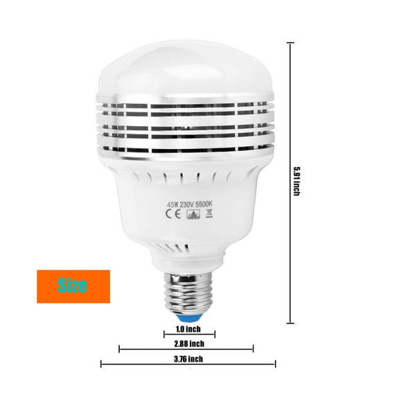 MANTOO PGL45 45W 120V 5500K 5460LM LED Light Bulb for Photography Lighting