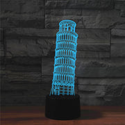Paris Leaning Tower Shape 3D Colorful LED Vision Light Table Lamp, Crack Remote Control Version
