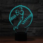 Baseball Sport Shape 3D Colorful LED Vision Light Table Lamp, USB Touch Version