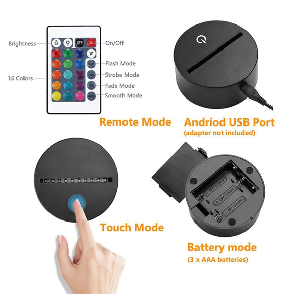 Fish Shape 3D Colorful LED Vision Light Table Lamp, USB & Battery Version