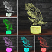 Fish Shape 3D Colorful LED Vision Light Table Lamp, Charging Touch Version