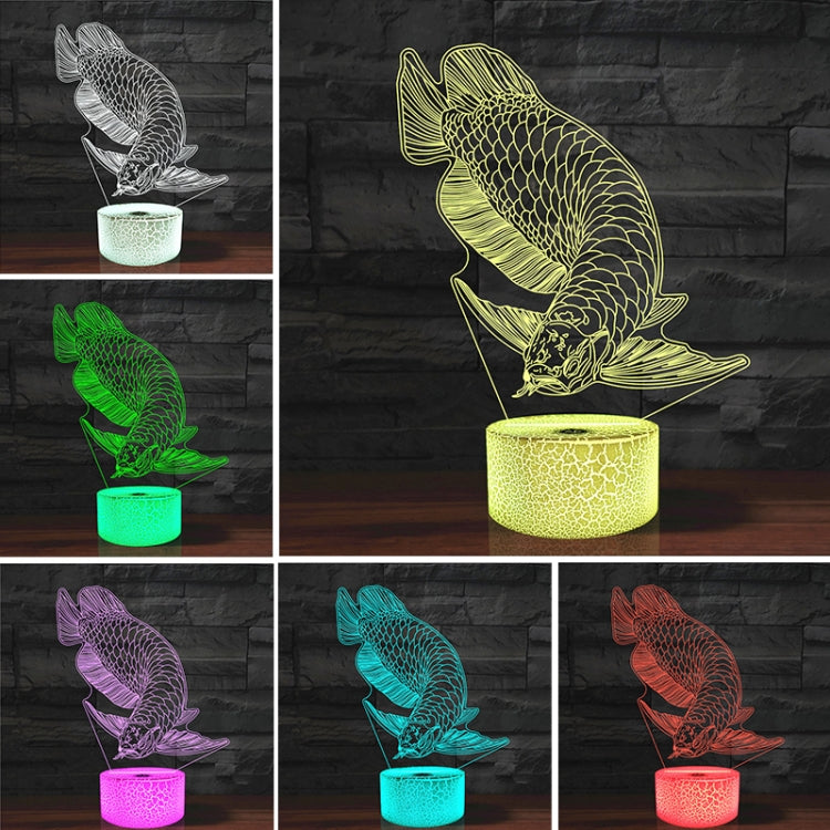 Fish Shape 3D Colorful LED Vision Light Table Lamp, Charging Touch Version