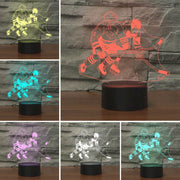Playing Ice Hockey Shape 3D Colorful LED Vision Light Table Lamp, USB Touch Version