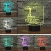 Lighthouse Shape 3D Colorful LED Vision Light Table Lamp, Crack Touch Version