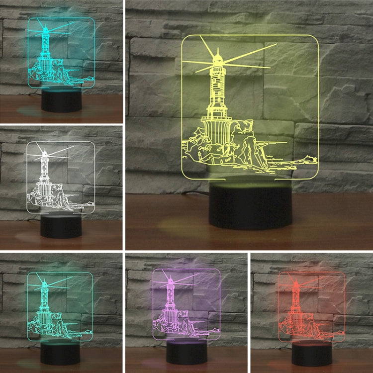 Lighthouse Shape 3D Colorful LED Vision Light Table Lamp, Crack Touch Version