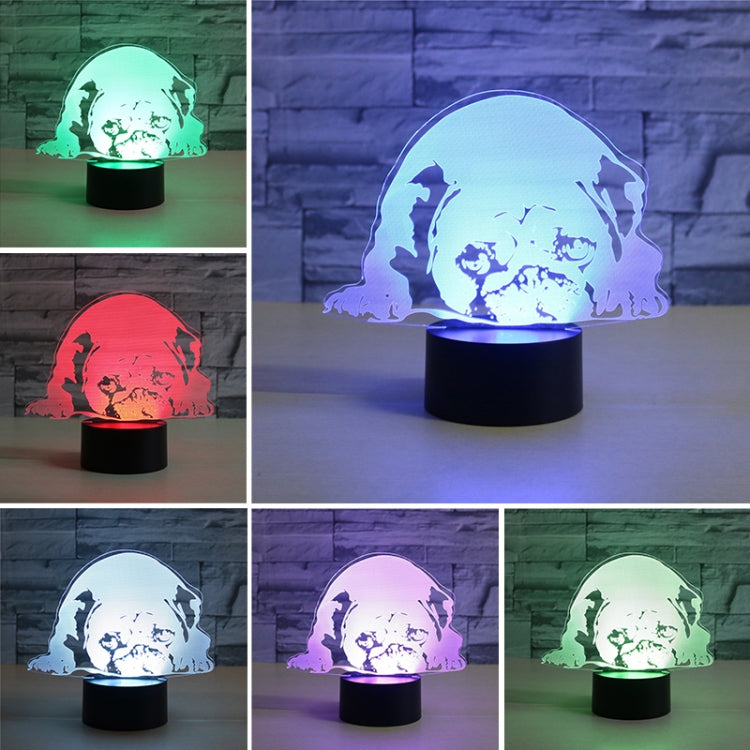 Prostrated Dog Shape 3D Colorful LED Vision Light Table Lamp, USB & Battery Version