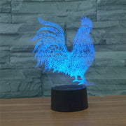 Cock Shape 3D Colorful LED Vision Light Table Lamp, Charging Touch Version