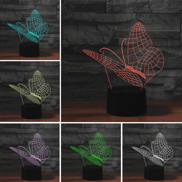 Butterfly Shape 3D Colorful LED Vision Light Table Lamp, USB & Battery Version