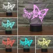 Two Butterflies Shape 3D Colorful LED Vision Light Table Lamp, USB & Battery Version