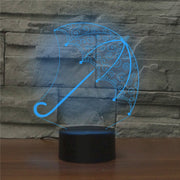 Umbrella Shape 3D Colorful LED Vision Light Table Lamp, USB & Battery Version