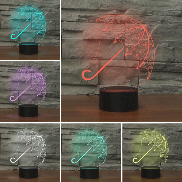 Umbrella Shape 3D Colorful LED Vision Light Table Lamp, Crack Touch Version