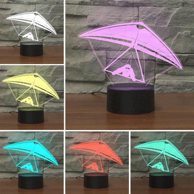 Hang Glider Shape 3D Colorful LED Vision Light Table Lamp, USB & Battery Version