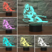 Skiing Shape 3D Colorful LED Vision Light Table Lamp, USB Touch Version