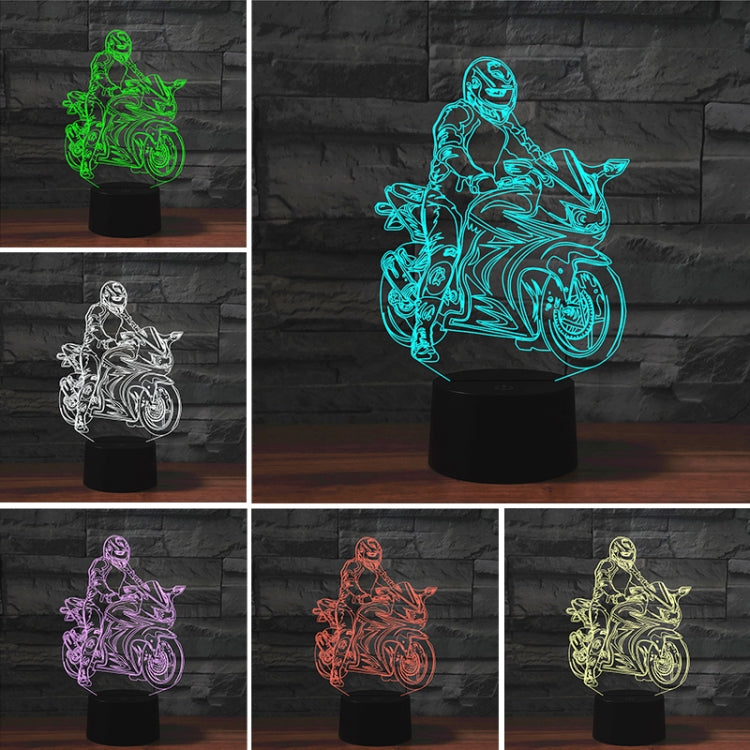 Motorcycle Shape 3D Colorful LED Vision Light Table Lamp, Crack Touch Version