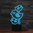 Three Birds Shape 3D Colorful LED Vision Light Table Lamp, USB & Battery Version - Novelty Lighting by PMC TechLife | Online Shopping South Africa | PMC TechLife | Buy Now Pay Later Mobicred