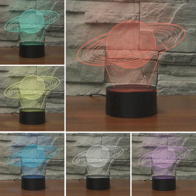 Saturn Shape 3D Colorful LED Vision Light Table Lamp, Crack Touch Version