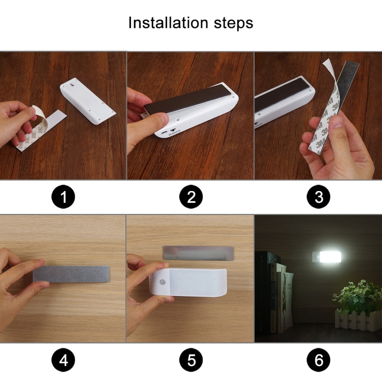 PIR Human Body Motion Sensor White Light LED Night Light, 1W 12 LEDs 240 LM USB Charging, Sensor Distance: 3m, DC 5V