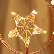 Star Moon Shape Iron Night Light Decorative Light, USB Version (Black)
