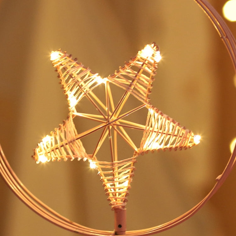 Star Moon Shape Iron Night Light Decorative Light, USB Version (Black)