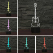 Five-string Guitar Shape 3D Colorful LED Vision Light Table Lamp, 16 Colors Remote Control Version