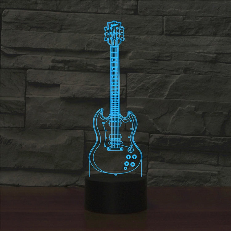 Five-string Guitar Shape 3D Colorful LED Vision Light Table Lamp, USB & Battery Version