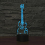 Five-string Guitar Shape 3D Colorful LED Vision Light Table Lamp, Crack Remote Control Version