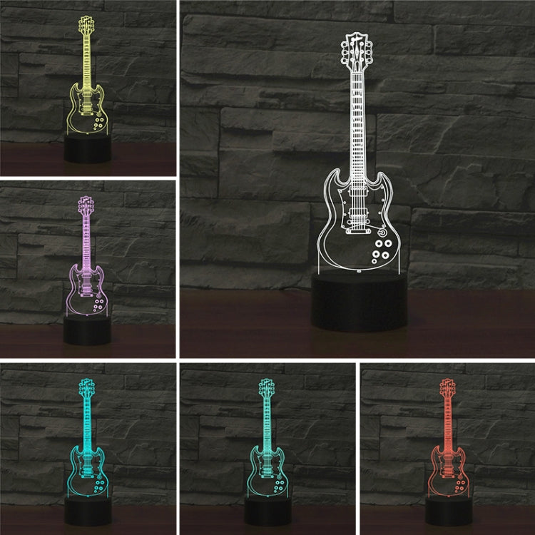 Five-string Guitar Shape 3D Colorful LED Vision Light Table Lamp, Crack Remote Control Version
