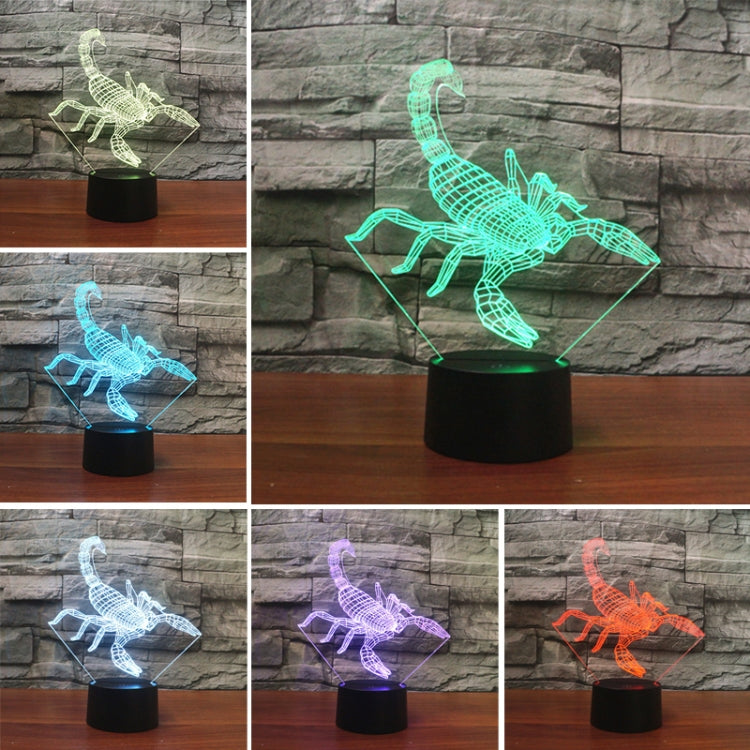 Scorpion Shape 3D Colorful LED Vision Light Table Lamp, Charging Touch Version