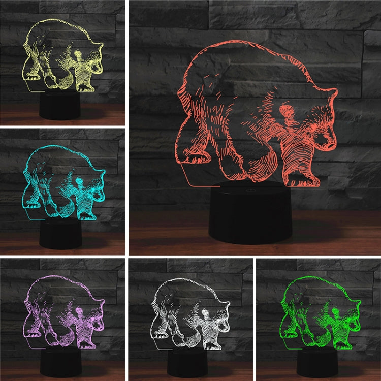 Bear Shape 3D Colorful LED Vision Light Table Lamp, Charging Touch Version