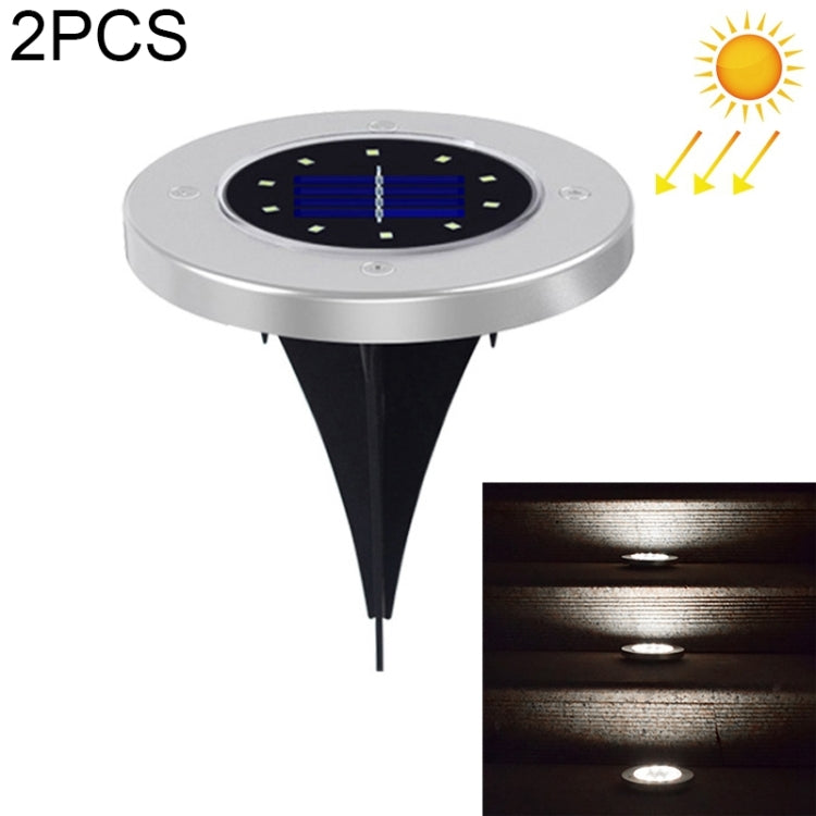 2 PCS 10 LEDs Solar Powered Buried Light Under Ground Lamp IP65 Water-resistant Outdoor Garden Street Light (White Light)