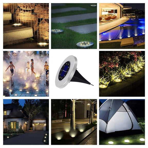 2 PCS 10 LEDs Solar Powered Buried Light Under Ground Lamp IP65 Water-resistant Outdoor Garden Street Light (White Light)