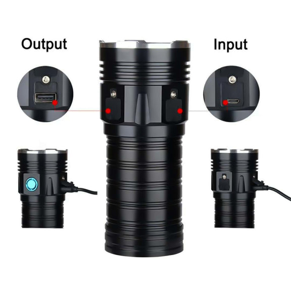 3 Gears, K18MAX 18xT6, Luminous Flux: 5400lm LED Flashlight, Without Battery (Black)