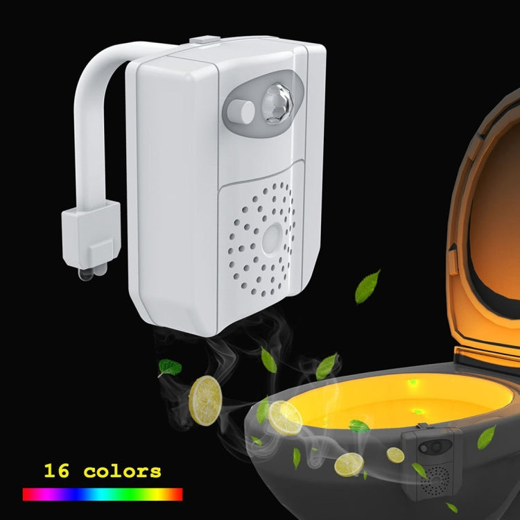 16-colors PIR Motion Sensor + Light Sensor UV Sterilization Aromatherapy LED Light, Home Toilet Bathroom Seat Night Light, DC 5V