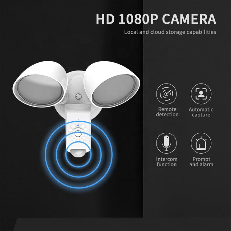 20W LED Smart Sensor Outdoor Floodlight with 1080P Security Camera, 5000K White Light (Black)