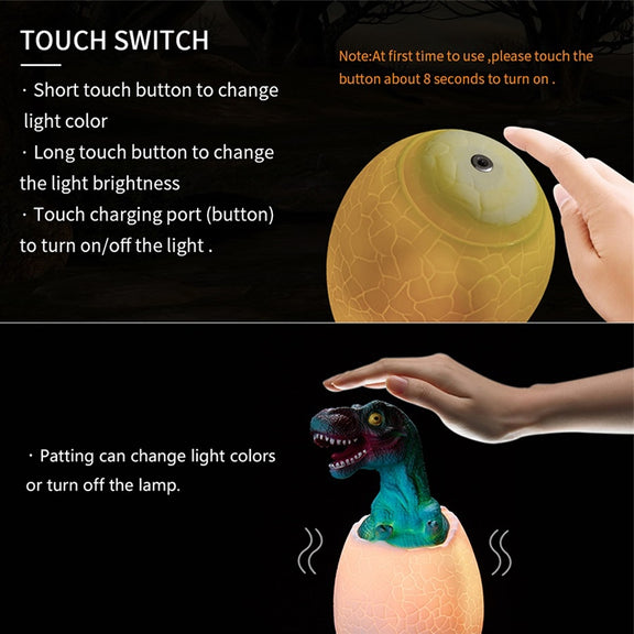 Tyrannosaurus Shape Creative Touch 3D Decorative Night Light, 3-color Patting Version