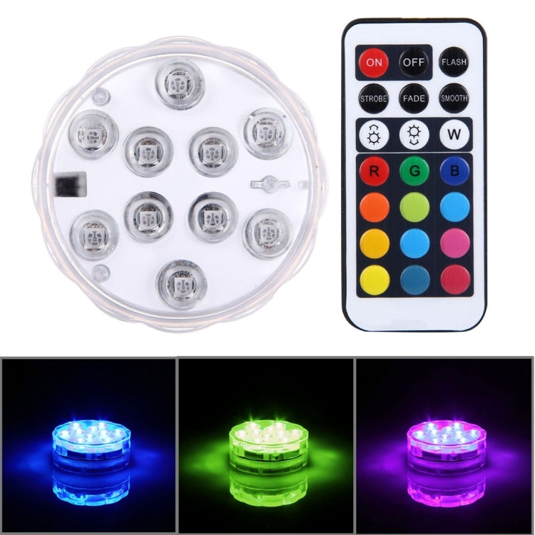 Water-resistant Submersible LED Light, 10 LEDs Cylinder Remote Controlled with Remote Controllor, Remote Control Range(in Open Area): 24-30 Feet
