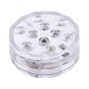 Water-resistant Submersible LED Light, 10 LEDs Cylinder Remote Controlled with Remote Controllor, Remote Control Range(in Open Area): 24-30 Feet