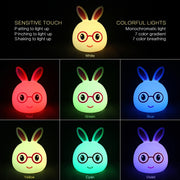 Happy Rabbit Creative Touch 3D LED Decorative Night Light, AAA Battery Version (Pink)