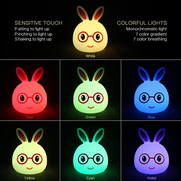 Happy Rabbit Creative Touch 3D LED Decorative Night Light, AAA Battery Version (Pink)