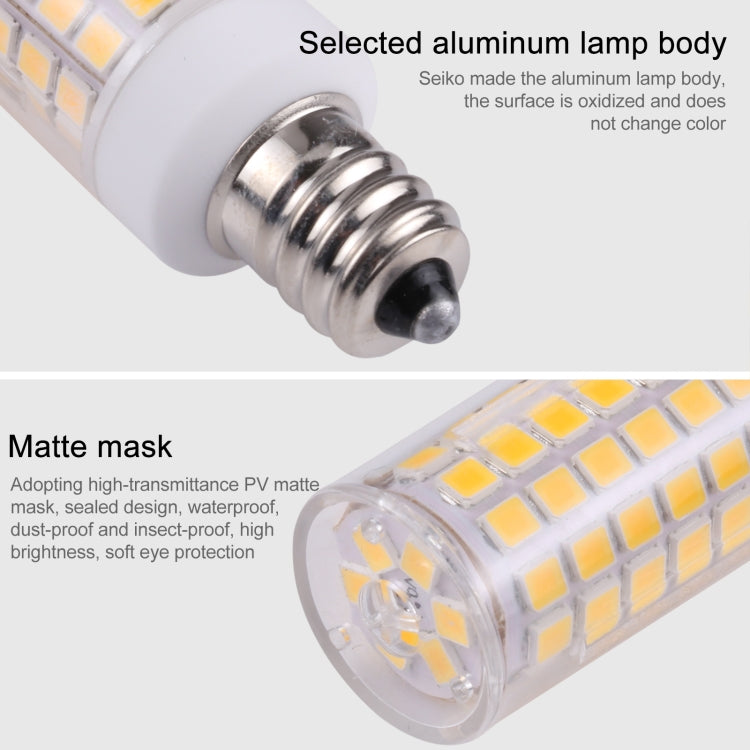 E12 102 LEDs SMD 2835 2800-3200K LED Corn Light, AC 110V(Warm White)