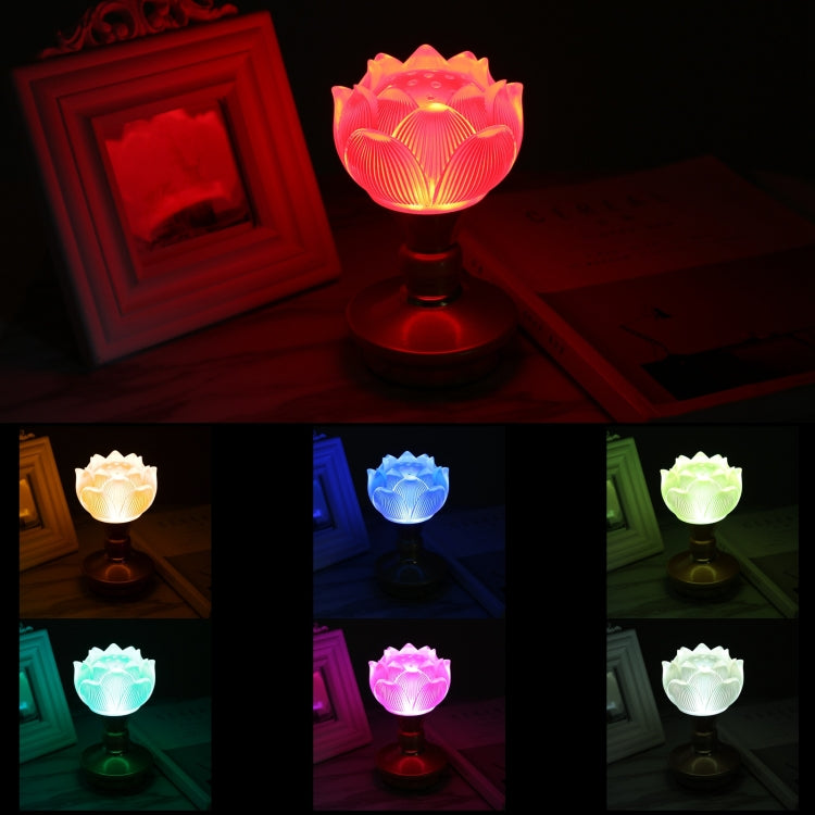 2pcs Household LED Lotus Lights for Buddha Electronic Altar Lamp, CN Plug(Colorful Light)