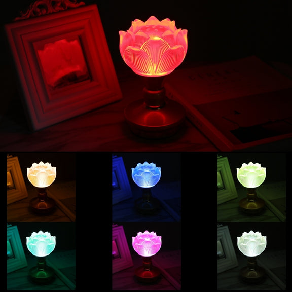 2pcs Household LED Lotus Lights for Buddha Electronic Altar Lamp, CN Plug(Colorful Light)