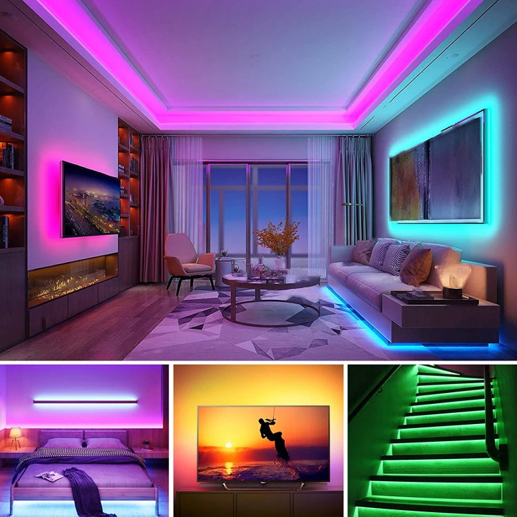 Bare Board 5050 SMD RGB LED Rope Light, 30 LED/m, Length: 2m, 12V 2A 100-240V, with 24-key Remote Control(US Plug)